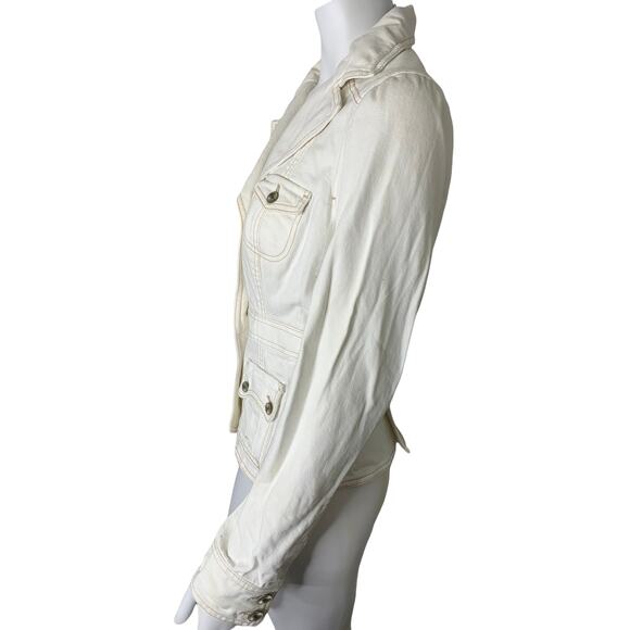 Classiques Entier white denim jean jacket button up fitted XS - Picture 3 of 8